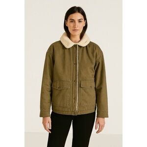 Zara Shearling Lined Button Snap Aviator